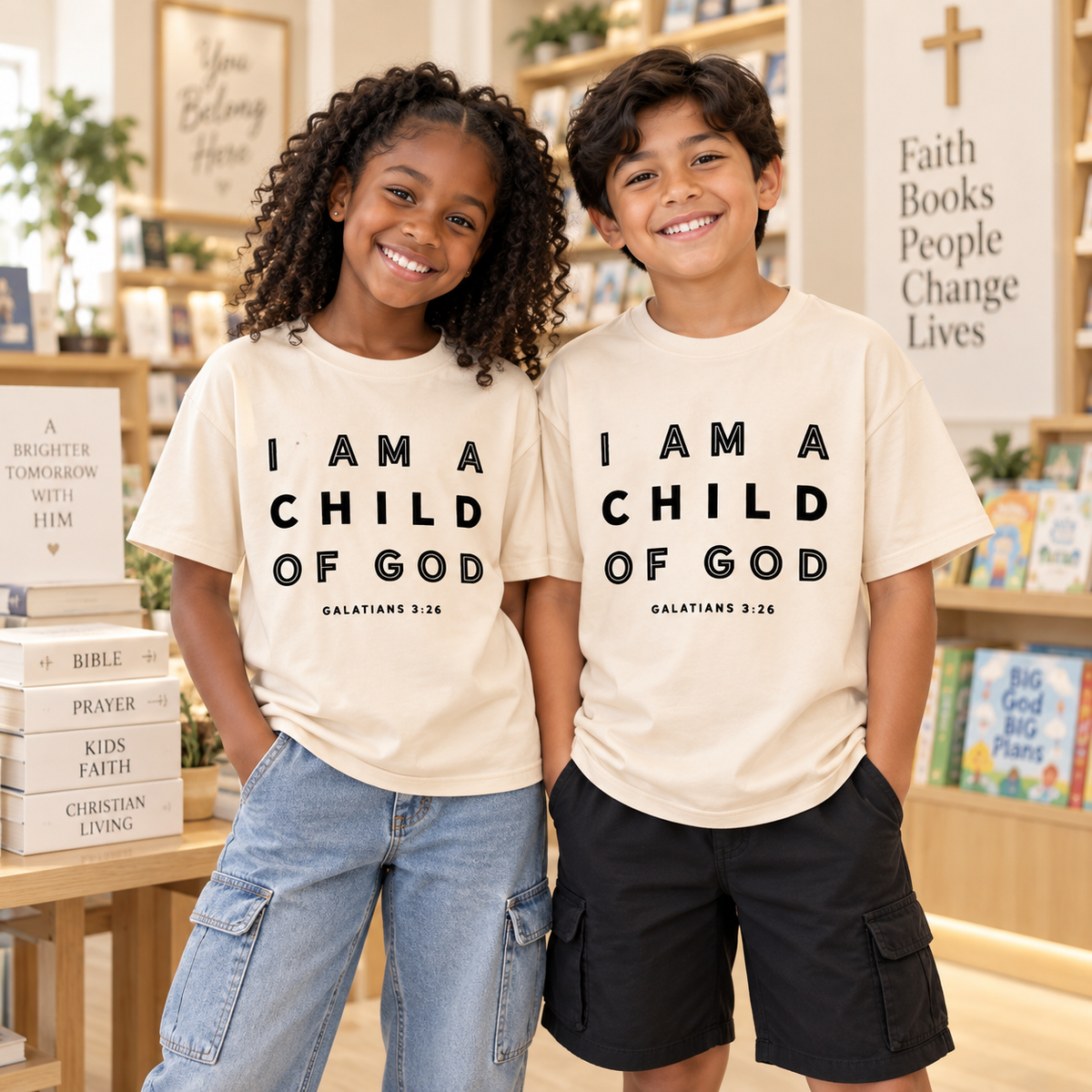 I Am a Child of God Kids’ Christian T-Shirt – Cream