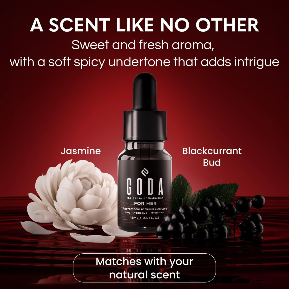 GODA Pheromones Perfume for Women – The Original – Long-Lasting Women's Fragrances with Jasmine and Rose, Vegan & Cruelty-Free – 15ml/0.50 fl. oz