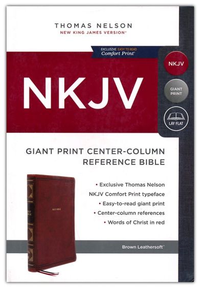NKJV Giant-Print Center-Column Reference Bible, Comfort Print (soft leather look; brown)